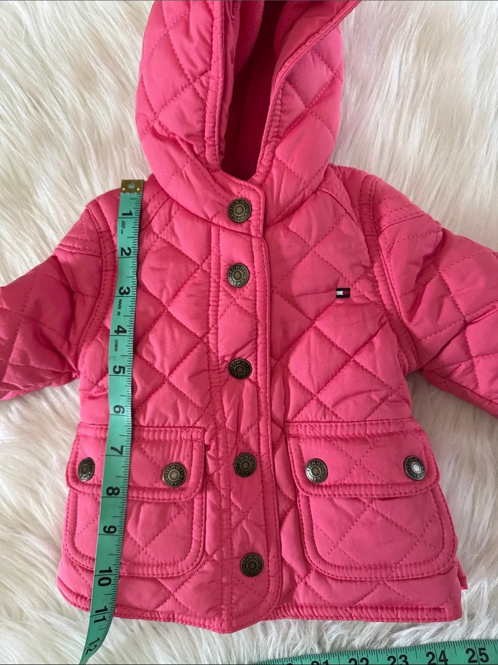 Toddler Tommy Hilfiger Quilted Hooded Jacket Hot Pink Size 3-6 Months